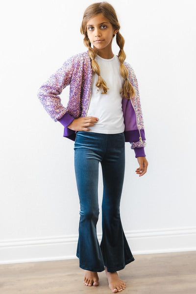 Mila & Rose:  Denim Blue Velvet Bells SHIPS SEPARATELY