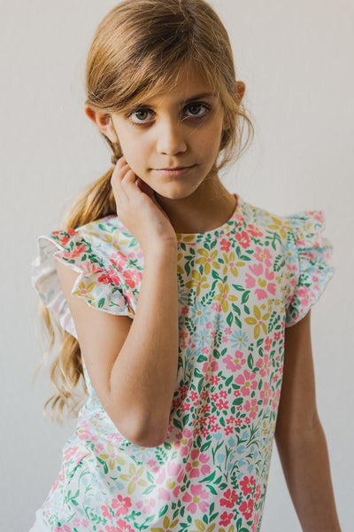 Mila & Rose:  Daffodils S/S Ruffle Tee SHIPS SEPARATELY