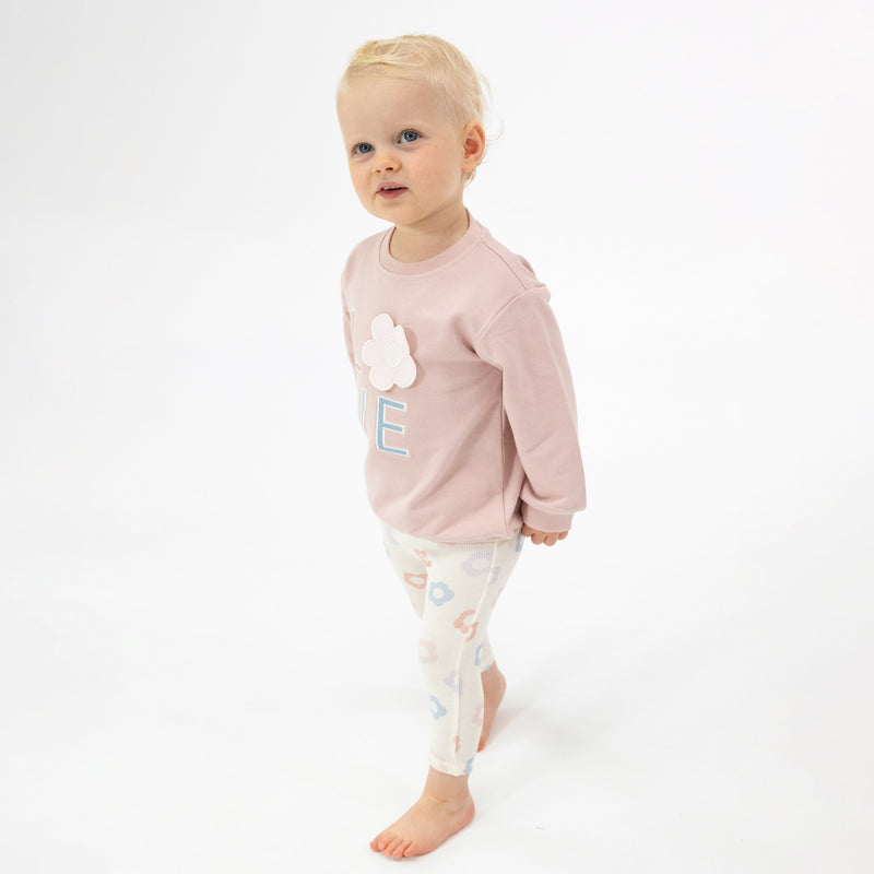 Angel Dear Oversize Sweatshirt and Leggings: Daisy Pop