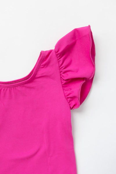 Mila & Rose:  Hot Pink S/S Flutter Sleeve Leotard SHIPS SEPARATELY