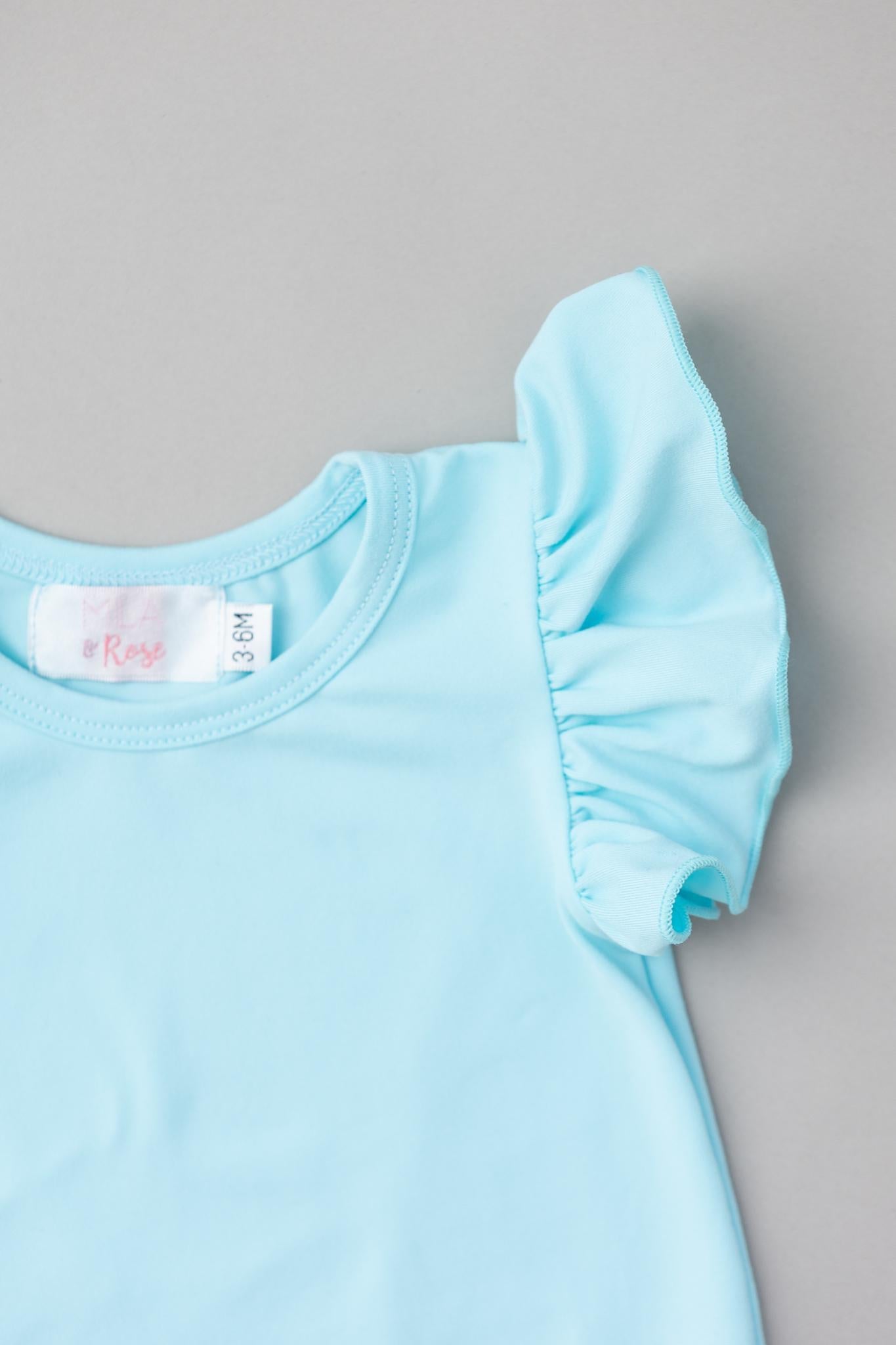 Mila & Rose:  Aqua S/S Flutter Bodysuit SHIPS SEPARATELY
