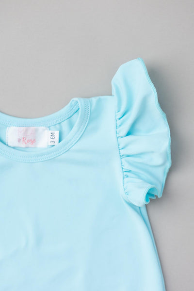 Mila & Rose:  Aqua S/S Flutter Bodysuit SHIPS SEPARATELY