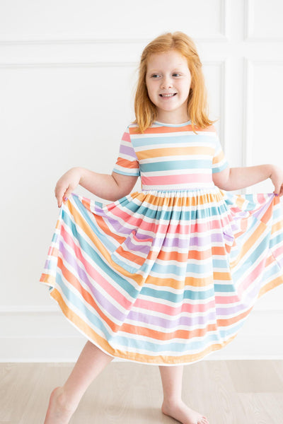 Mila & Rose:  Spring Stripes S/S Pocket Twirl Dress SHIPS SEPARATELY