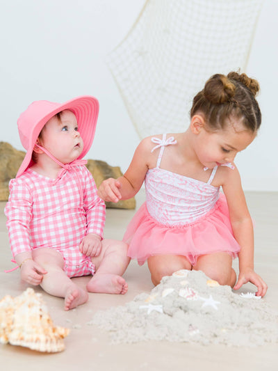 RuffleButts + RuggedButts - Girls By the Seaside Tulle Skirted Tie Shoulder One Piece