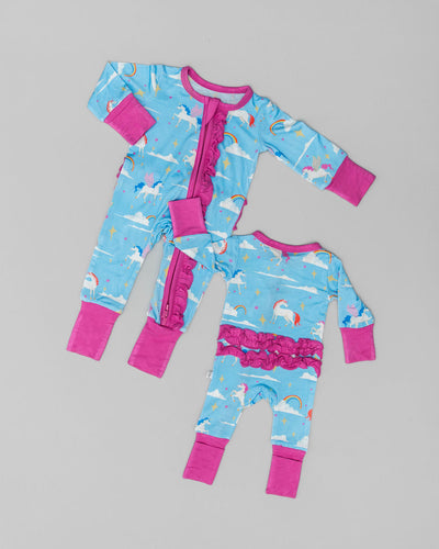Laree + Co:  Sage Bamboo Ruffle Convertible Footie