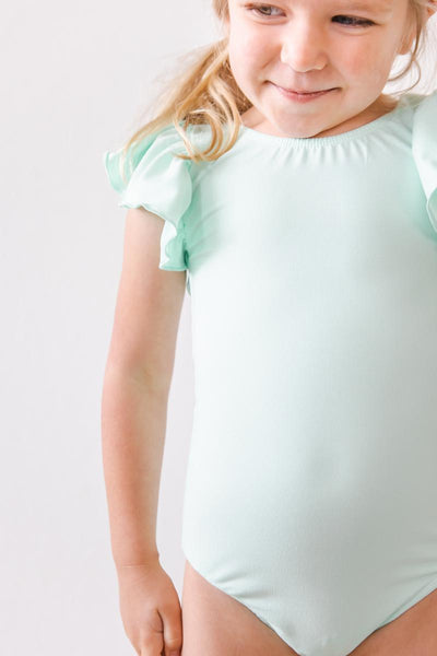Mila & Rose:  Pastel Green S/S Flutter Sleeve Leotard SHIPS SEPARATELY