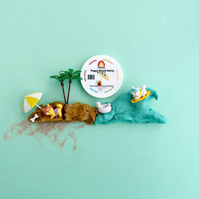 Earth Grown KidDough Mini Play-Dough-To-Go Kit: Puppy Beach Party (Blue Hawaiian/Coconut Sands)