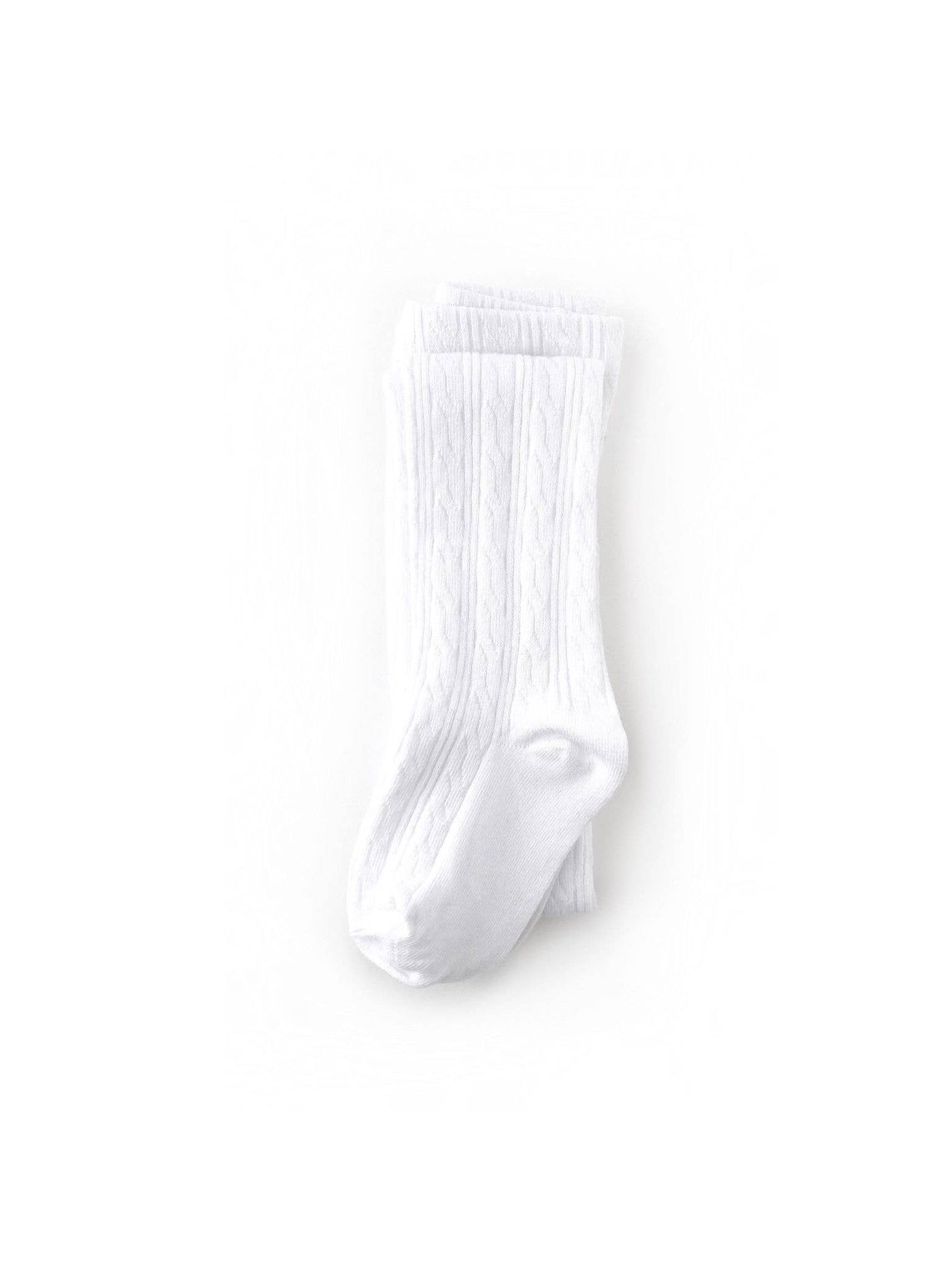Little Stocking Co. Cable Knit Tights: White