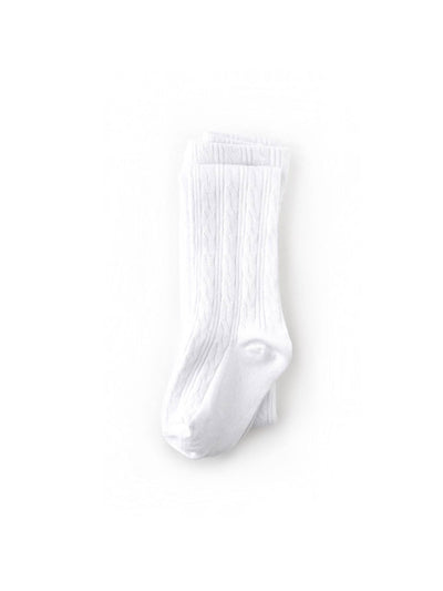 Little Stocking Co. Cable Knit Tights: White