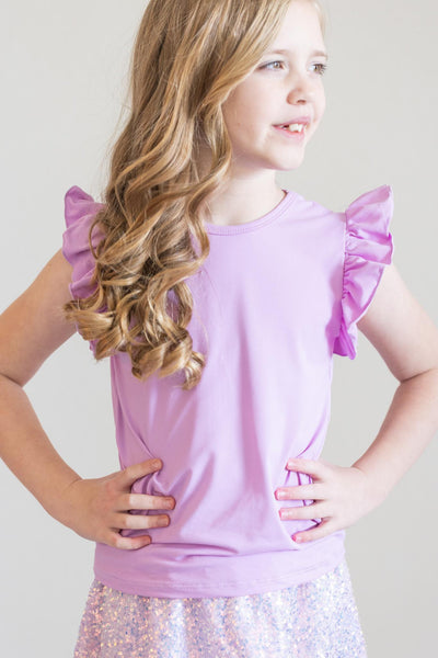 Mila & Rose:  Bright Lilac S/S Ruffle Tee SHIPS SEPARATELY