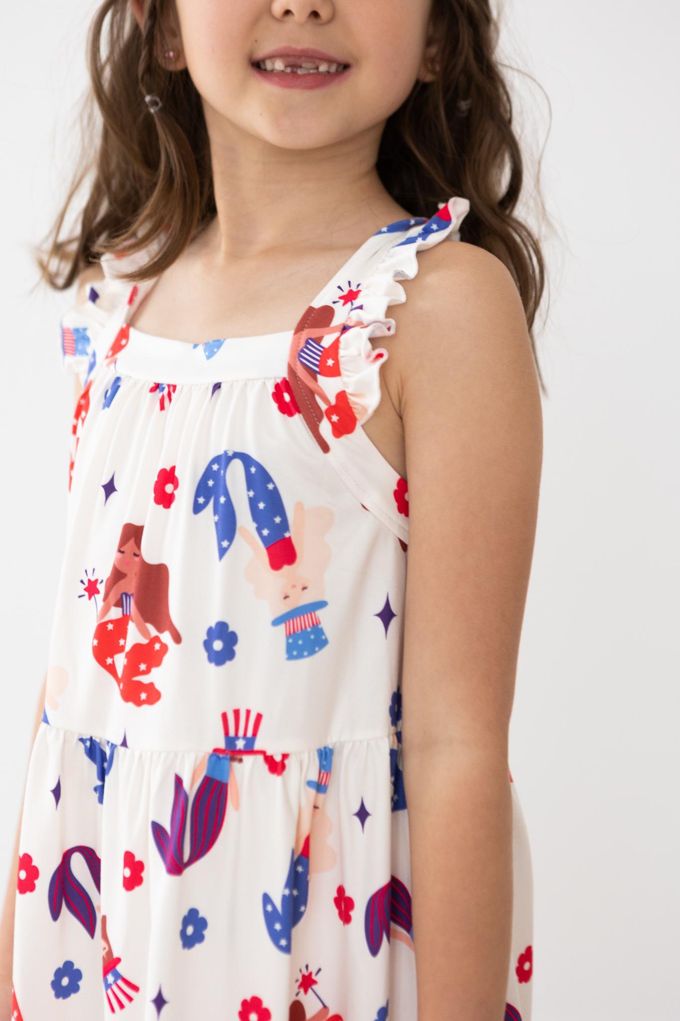 Mila & Rose:  Mer-Made in the USA Ruffle Cross Back Dress SHIPS SEPARATELY