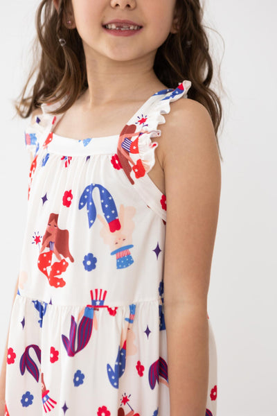 Mila & Rose:  Mer-Made in the USA Ruffle Cross Back Dress SHIPS SEPARATELY