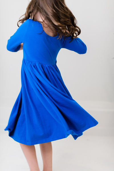 Mila & Rose:  Royal Blue 3/4 Pocket Twirl Dress SHIPS SEPARATELY