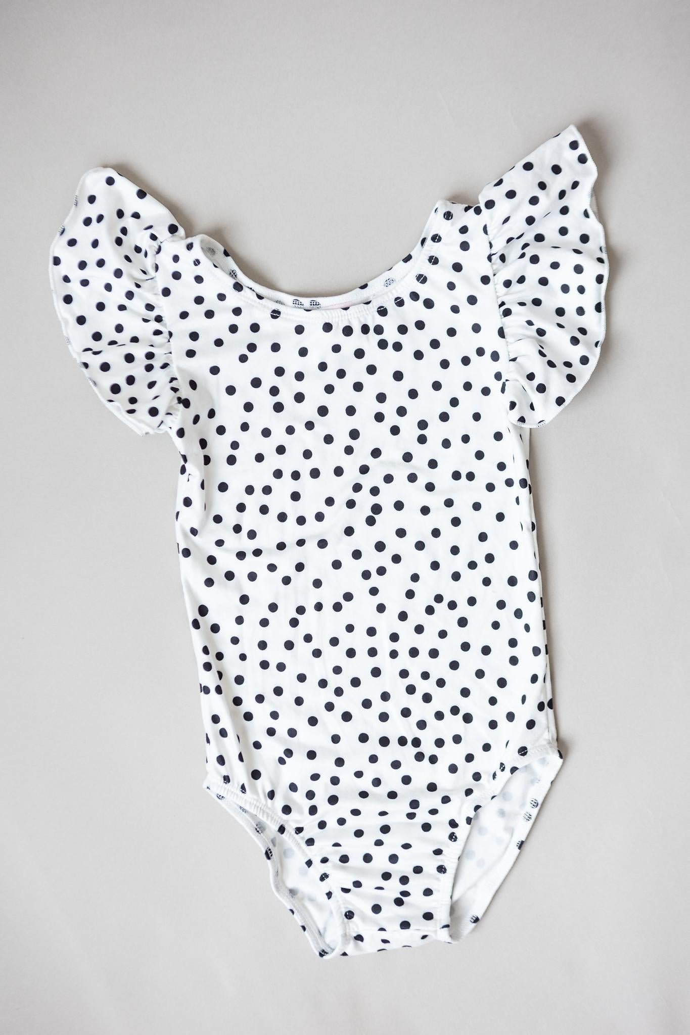 Mila & Rose:  Scattered Dot S/S Flutter Sleeve Leotard SHIPS SEPARATELY