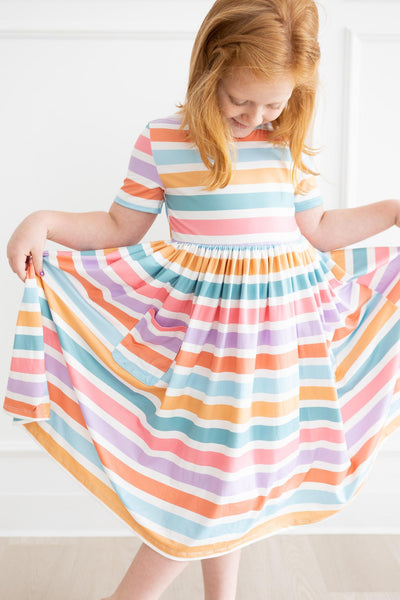Mila & Rose:  Spring Stripes S/S Pocket Twirl Dress SHIPS SEPARATELY