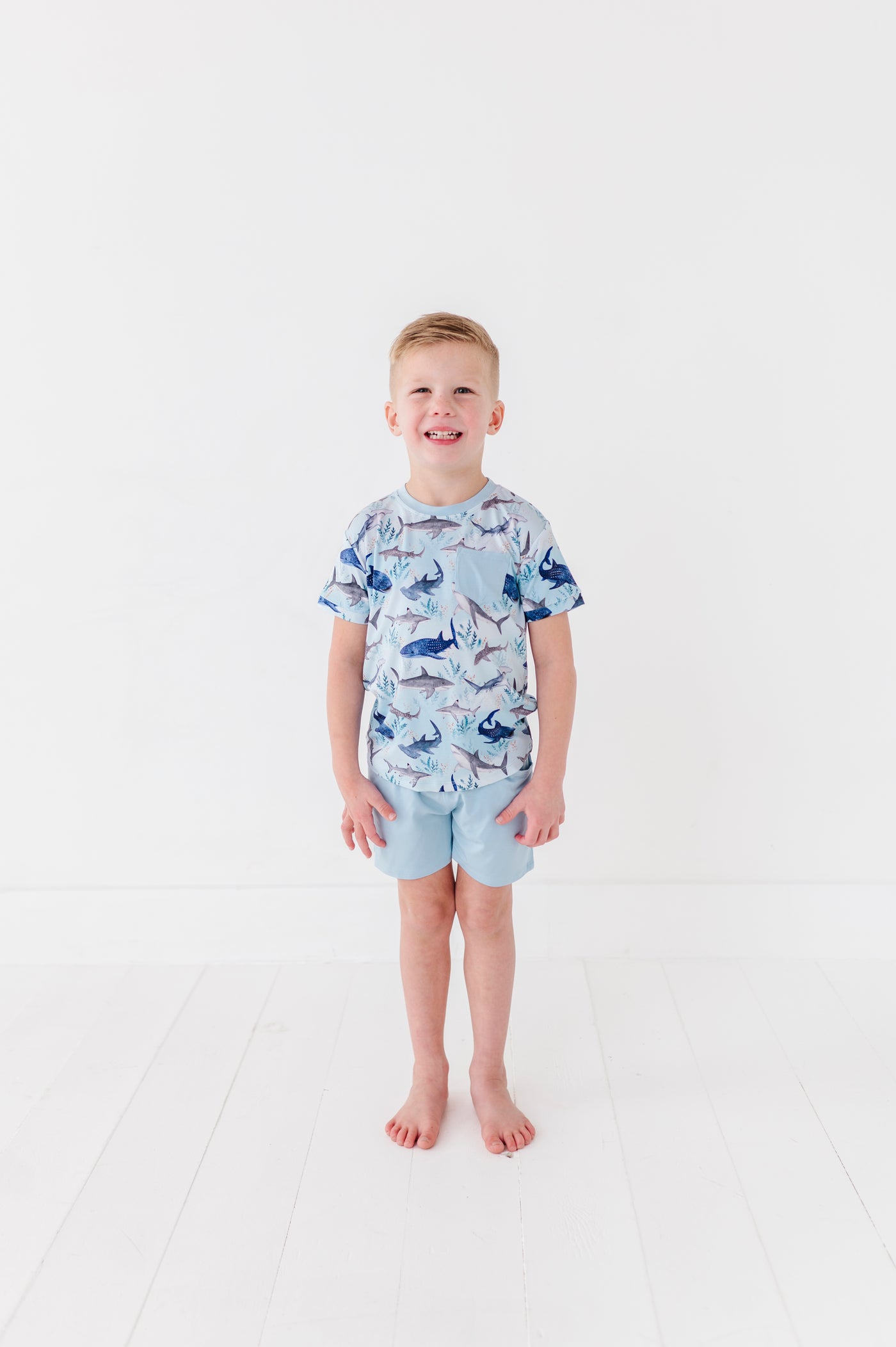 Sleepy Sloth Pocket Tee Short Set: No Bullshark
