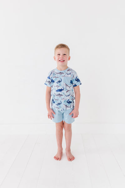 Sleepy Sloth Pocket Tee Short Set: No Bullshark
