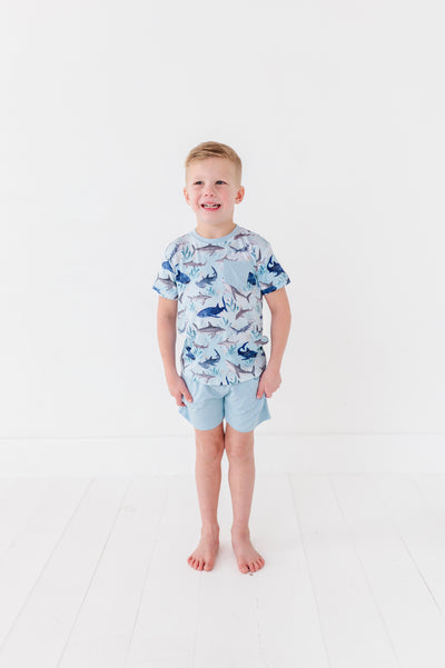 Sleepy Sloth Pocket Tee Short Set: No Bullshark