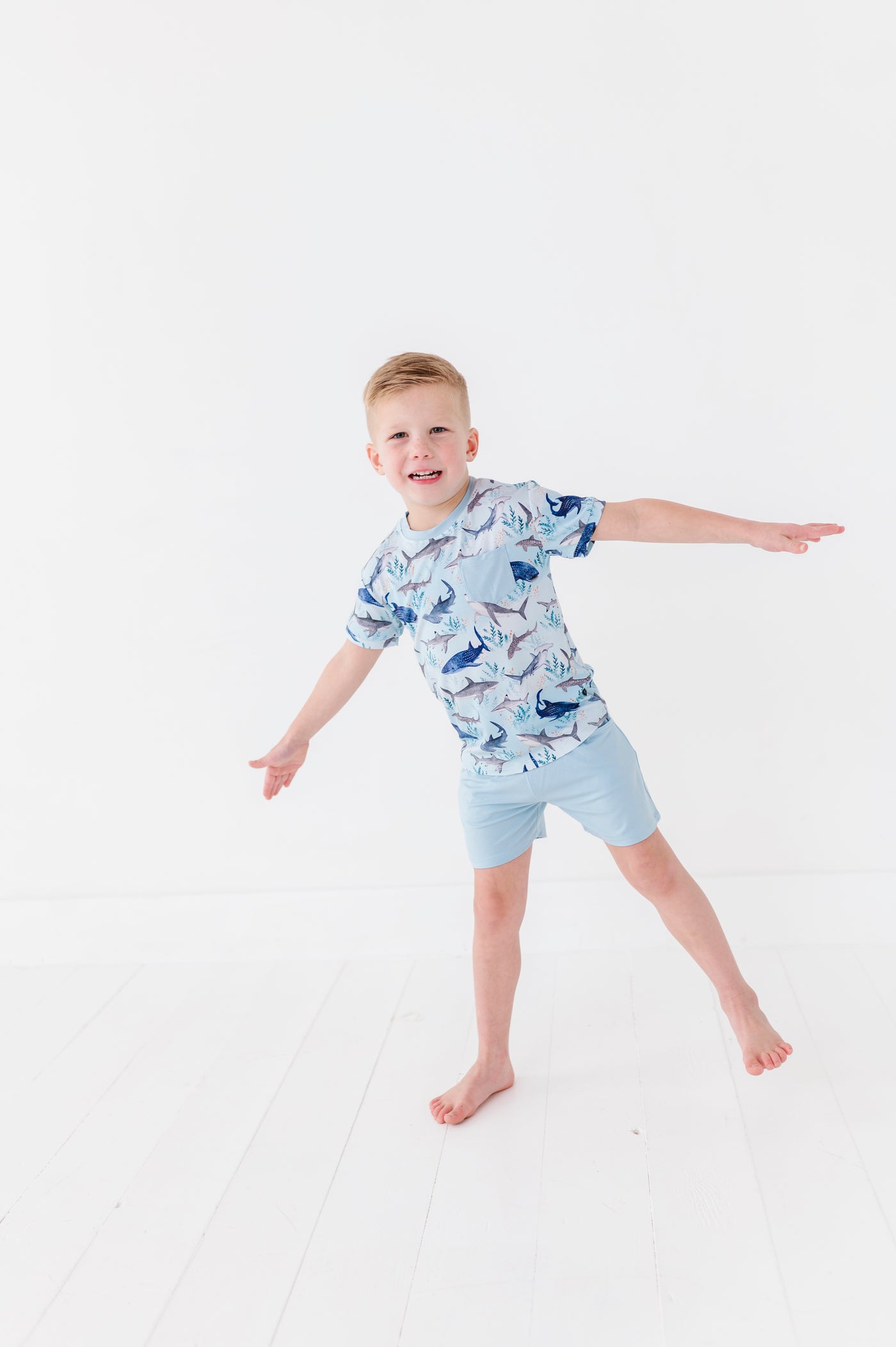 Sleepy Sloth Pocket Tee Short Set: No Bullshark