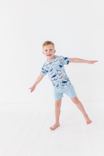 Sleepy Sloth Pocket Tee Short Set: No Bullshark