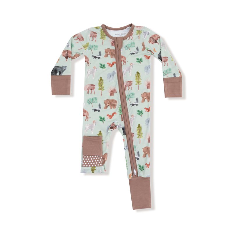 Angel Dear 2 Way Zipper Romper: American Woodland Animals