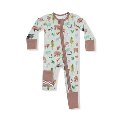 Angel Dear 2 Way Zipper Romper: American Woodland Animals