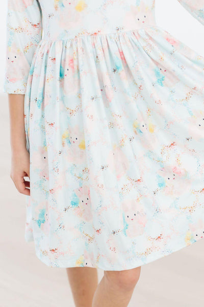 Mila & Rose:  Bunny Dreams 3/4 Sleeve Pocket Twirl Dress SHIPS SEPARATELY