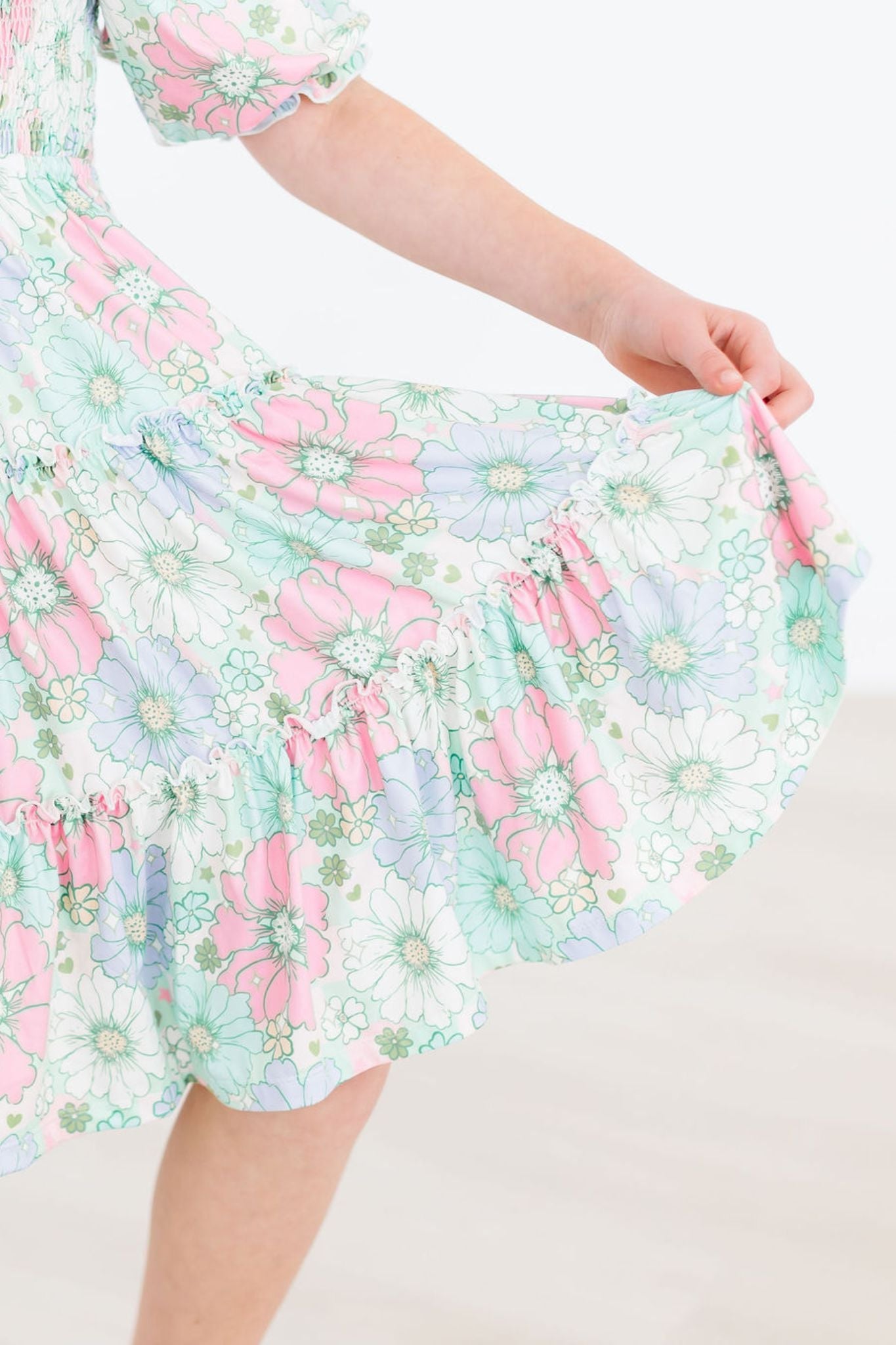 Mila & Rose:  Minty Meadow Smocked Ruffle Dress SHIPS SEPARATELY