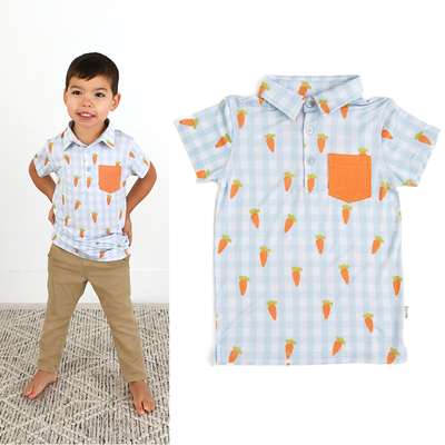 Gigi and Max: Henry Carrot Gingham Polo Shirt