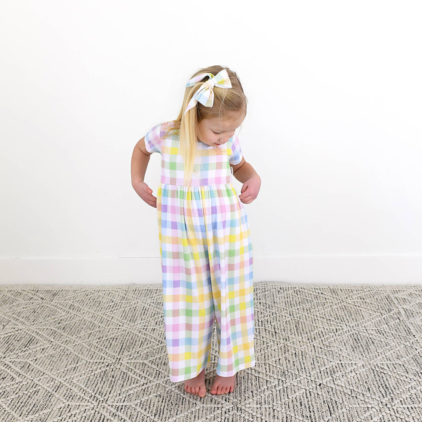 Gigi and Max: Winnie Pastel Plaid Romper