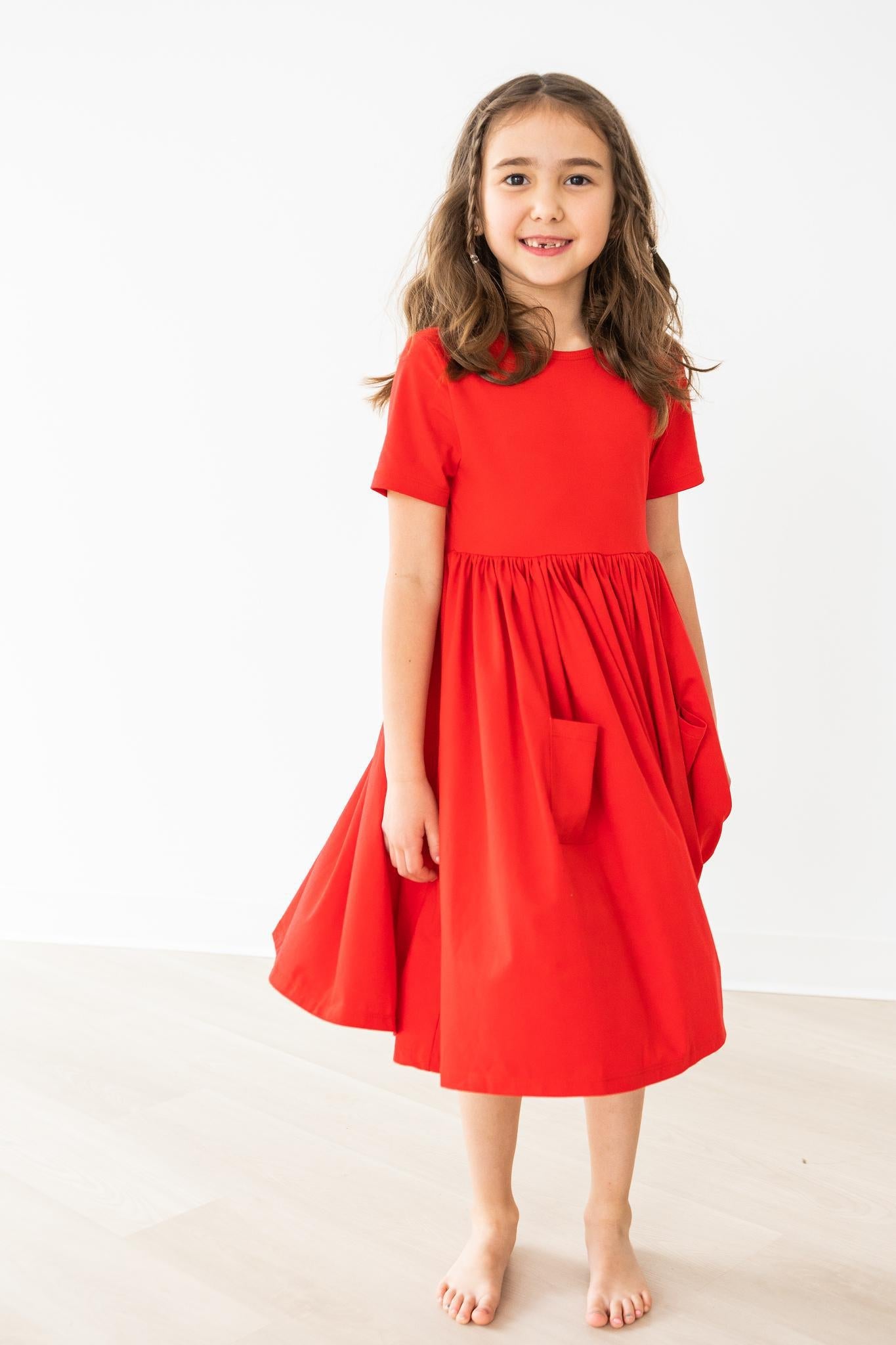 Mila & Rose:  Red S/S Pocket Twirl Dress SHIPS SEPARATELY