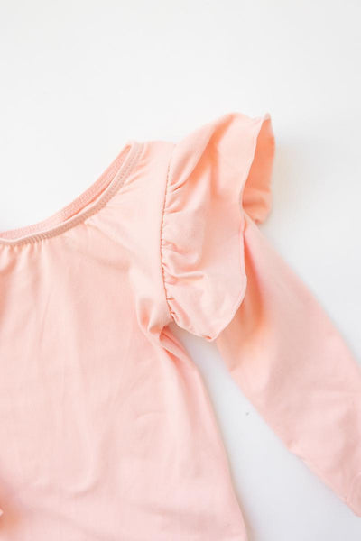 Mila & Rose:  Peach L/S Flutter Sleeve Leotard SHIPS SEPARATELY