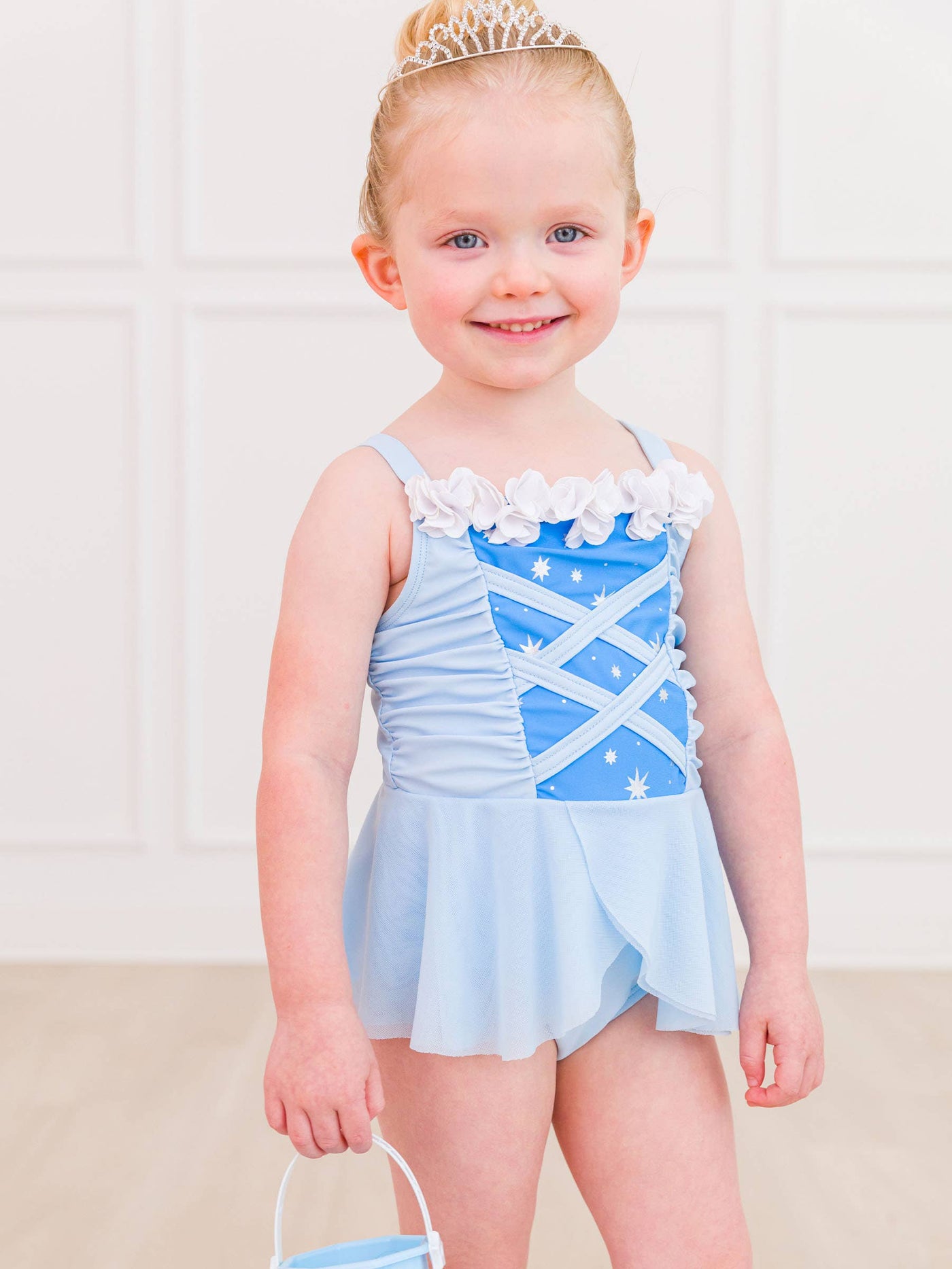 RuffleButts One Piece Swimsuit: Glass Slipper