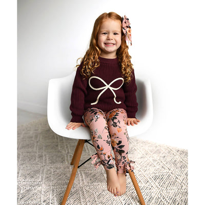 Gigi and Max Bow Leggings: Flora Light Pink