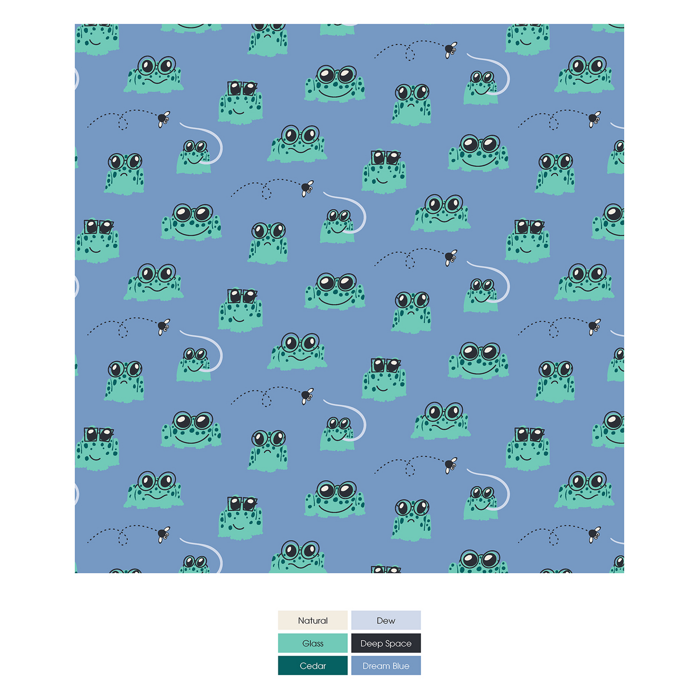 Kickee Pants Fluffle Toddler Blanket with Embroidery: Dream Blue Bespeckled Frogs  (Ships 5/15-6/15)