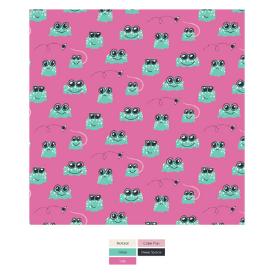Kickee Pants Fluffle Toddler Blanket with Embroidery: Tulip Bespeckled Frogs  (Ships 5/15-6/15)