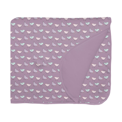 Kickee Pants Fluffle Toddler Blanket with Embroidery: Lavender Chickens