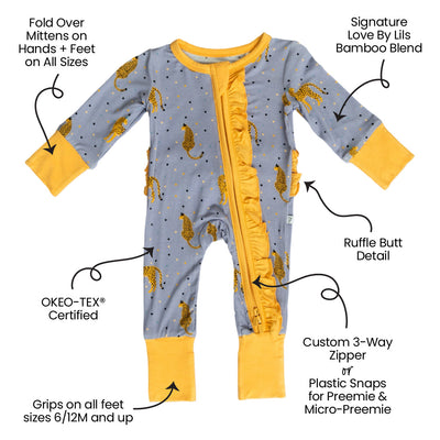 Laree + Co:  Birthday 2024 Bamboo Ruffle Convertible Footie
