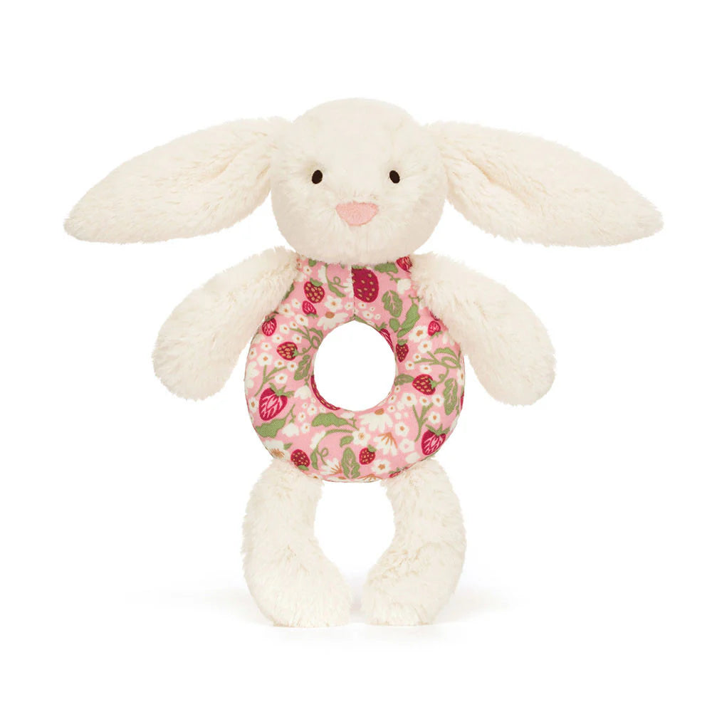 Jellycat: Blossom Cream Bunny 'Berry' Ring Rattle (7")