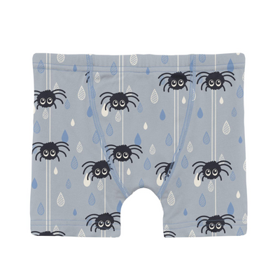 Kickee Pants Boxer Brief Set of 3: Pearl Blue Itsy Bitsy Spider, Solid Deep Space & Dew Pet Dino