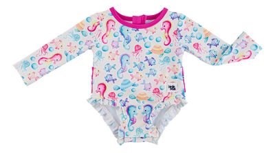 Birdie Bean Baby Rash Guard Swimsuit: Coral