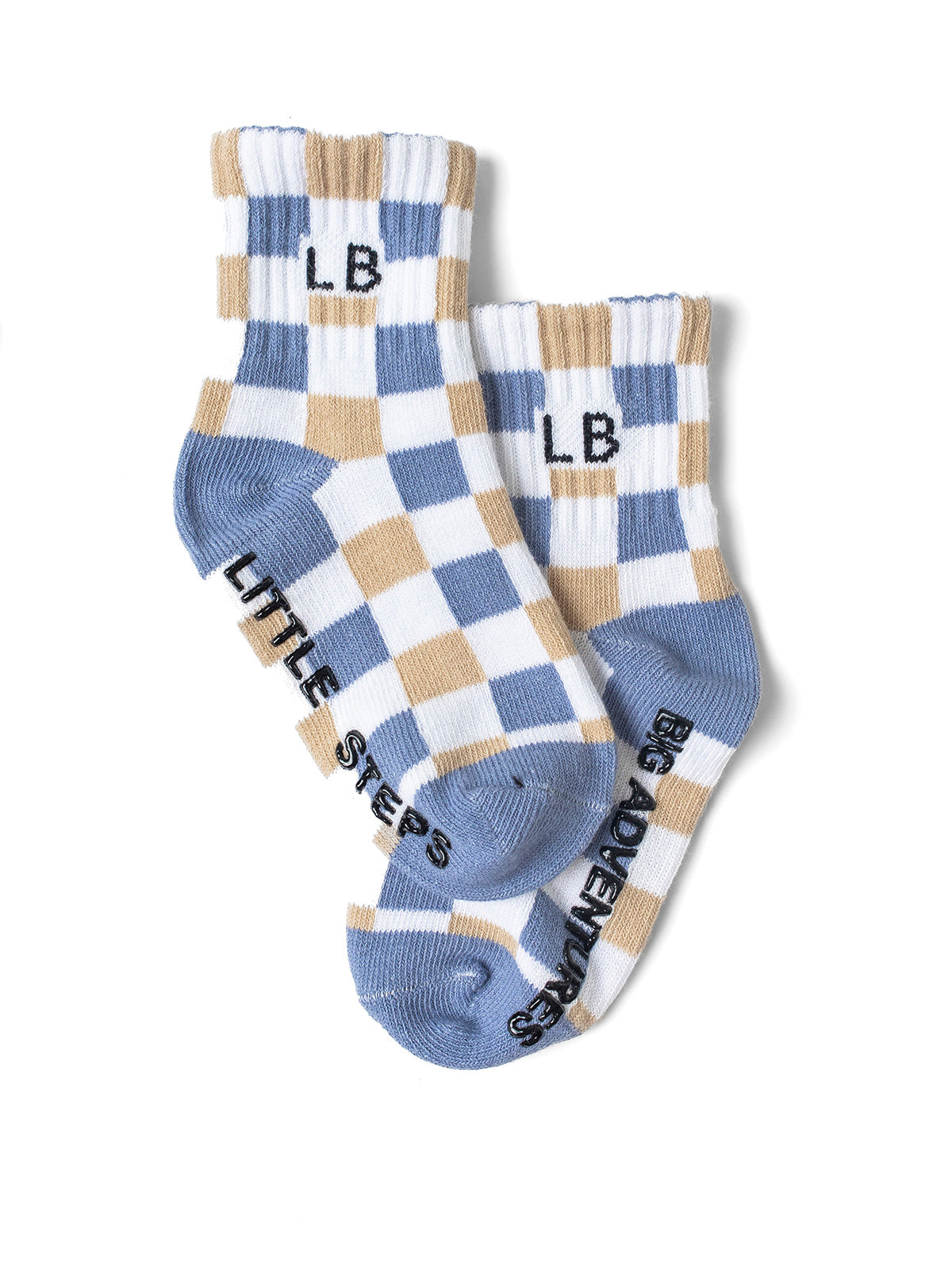 Little Bipsy Sock 3-Pack: Beige/Sky Blue/Check