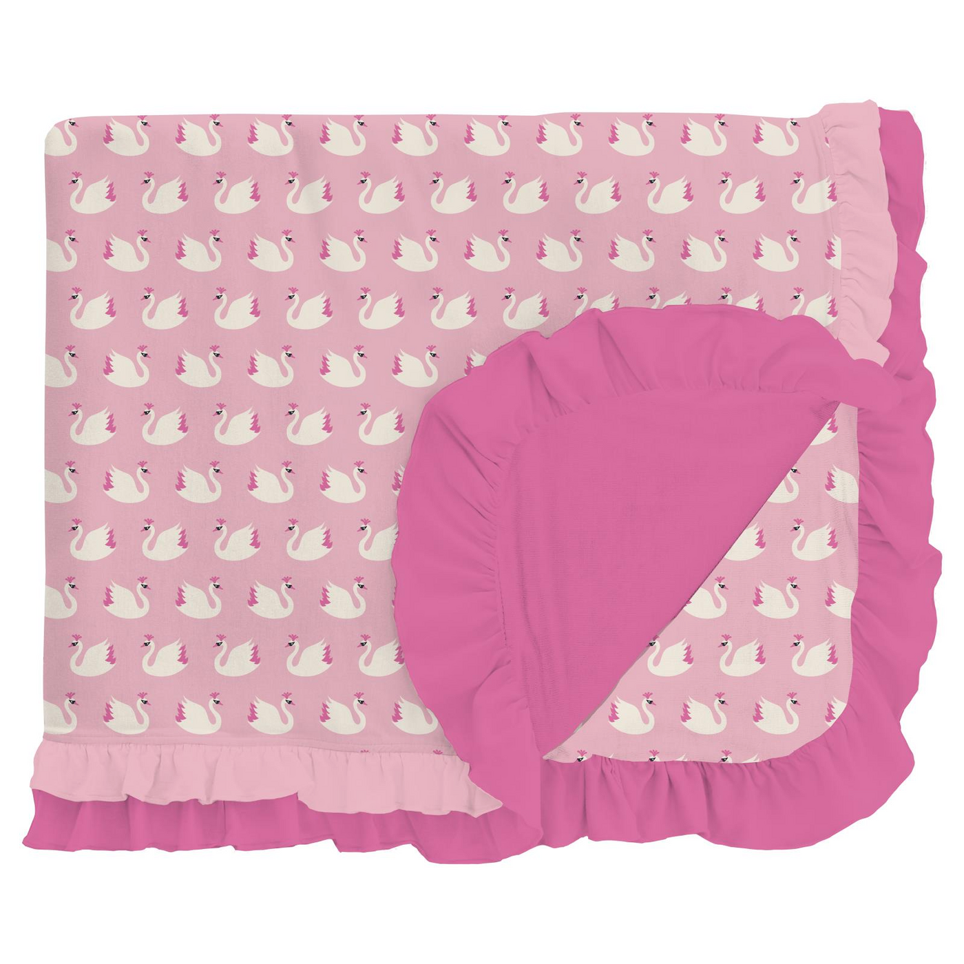 Kickee Pants Double Ruffle Double Layer Throw Blanket: Cake Pop Swan Princess