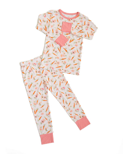Laree + Co: Lillian's Pink Easter Carrots Bamboo 2-Piece Long Sleeve Set