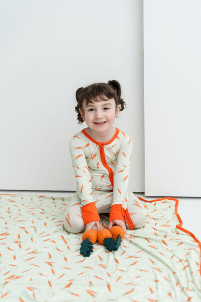 Laree + Co: Lillian's Green Easter Carrots Bamboo Convertible Footie