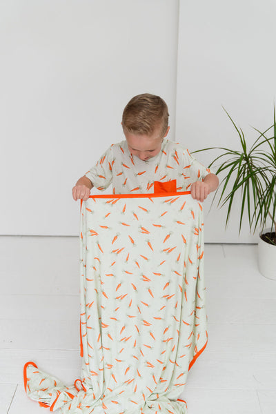 Laree + Co: Lillian's Green Easter Carrots Bamboo Toddler Blanket