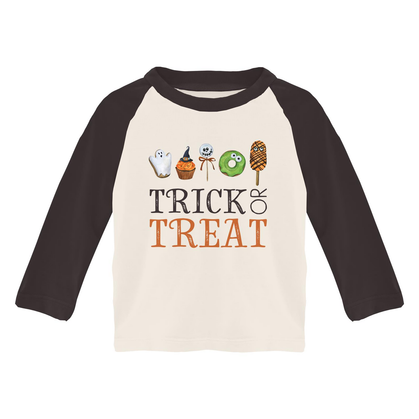 Kickee Pants Long Sleeve Crew Neck Graphic Tee: Natural Trick Or Treat