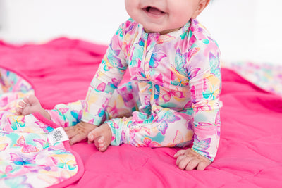 Birdie Bean Ruffle Convertible Romper: Dahlia