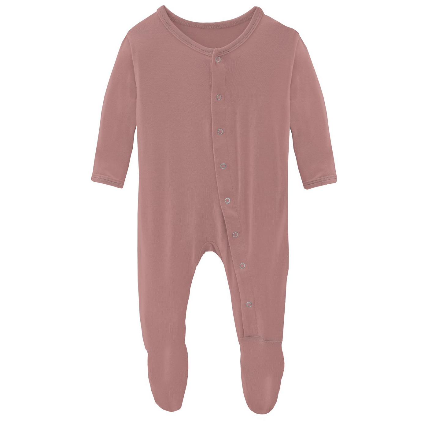 Kickee Pants Footie With Snaps: Solid Antique Pink