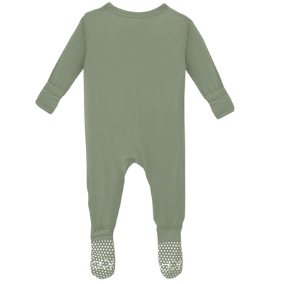 Kickee Pants Footie with Snaps: Solid Silver Sage